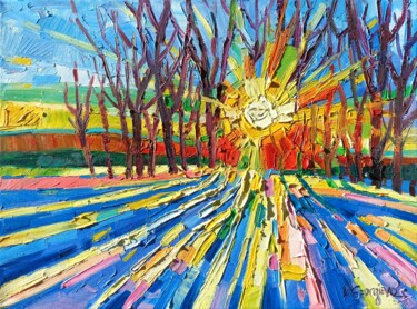 Pittura intitolato "Winter Shadows" da Vanya Georgieva, Opera d'arte originale, Olio Montato su Telaio per barella in legno