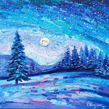 Картина под названием "Blue silence" - Vanya Georgieva, Подлинное произведение искусства, Масло Установлен на Деревянная рам…
