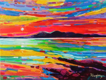 Картина под названием "Magnetic sea" - Vanya Georgieva, Подлинное произведение искусства, Масло Установлен на Деревянная рам…