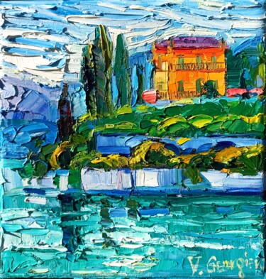 Картина под названием "Art box - Como lake" - Vanya Georgieva, Подлинное произведение искусства, Масло Установлен на Деревян…