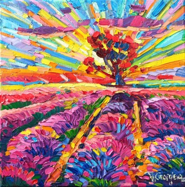 Картина под названием "Lavender Sings 7" - Vanya Georgieva, Подлинное произведение искусства, Масло Установлен на Деревянная…
