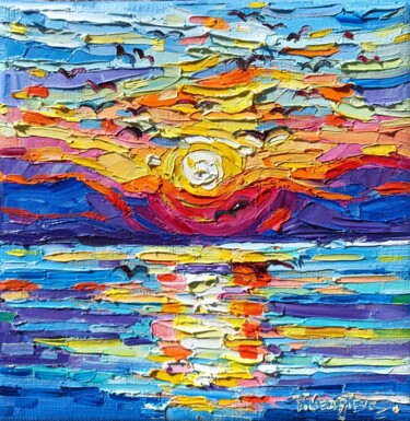 Картина под названием "Fly on the sea" - Vanya Georgieva, Подлинное произведение искусства, Масло Установлен на Деревянная р…