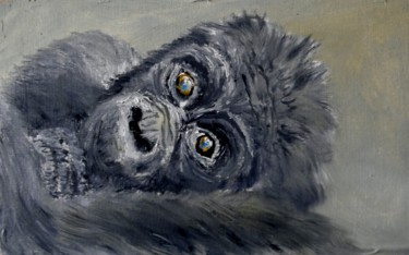 Картина под названием "Детство гориллы p61…" - Юрий Ситников, Подлинное произведение искусства, Масло