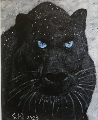 Peinture intitulée "черная пантера" par Iurii Sitnikov, Œuvre d'art originale, Acrylique