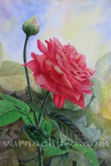 Картина под названием "Rose is a rose" - Biju P Mathew, Подлинное произведение искусства, Масло