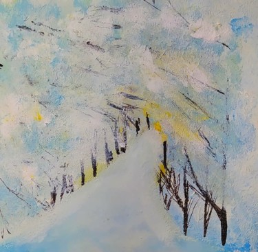 Peinture intitulée "Chemin enneigé" par Varog, Œuvre d'art originale, Acrylique