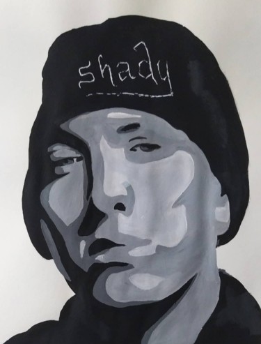 Painting titled "Portrait Eminem" by Varog, Original Artwork, Acrylic