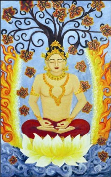Painting titled "Buddha Panchtatva" by Varsha Vaish, Original Artwork, Oil