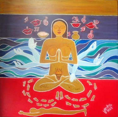 Painting titled "Araadhna" by Varsha Vaish, Original Artwork