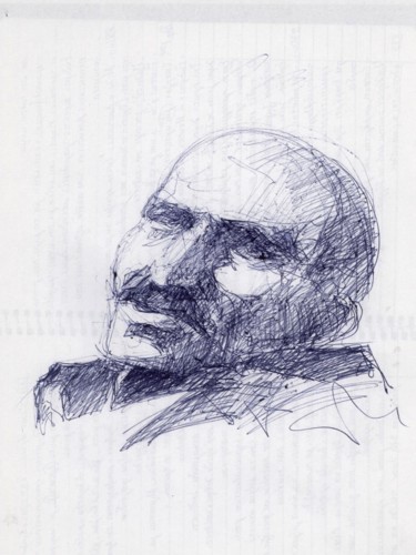 Drawing titled "Kazantzakis Nikos" by George-Maran Varthalitis, Original Artwork, Ballpoint pen
