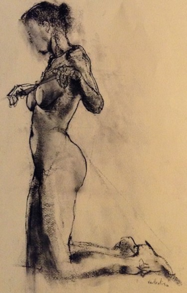 Malerei mit dem Titel "Nude" von George-Maran Varthalitis, Original-Kunstwerk, Acryl