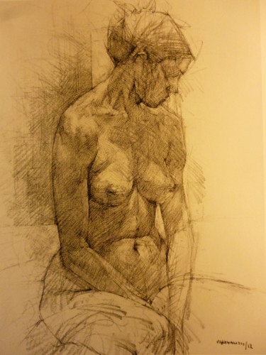 Malerei mit dem Titel "a nude womman's por…" von George-Maran Varthalitis, Original-Kunstwerk