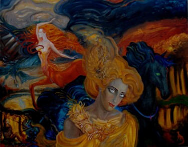 Ζωγραφική με τίτλο "Осенний мотив" από Varu Kadis, Αυθεντικά έργα τέχνης, Λάδι Τοποθετήθηκε στο Ξύλινο φορείο σκελετό
