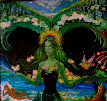 Картина под названием "Весна" - Varu Kadis, Подлинное произведение искусства, Масло Установлен на Деревянная рама для носилок