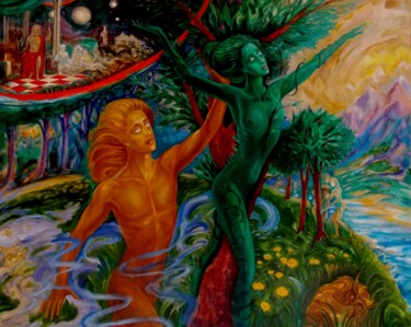 Peinture intitulée "Аполлон и Дафна" par Varu Kadis, Œuvre d'art originale, Huile Monté sur Châssis en bois