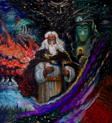 Digital Arts titled "Он знал всё" by Varu Kadis, Original Artwork, Digital Painting