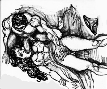 Drawing titled "Fellatio" by Arjun T Tiger, Original Artwork, Gel pen