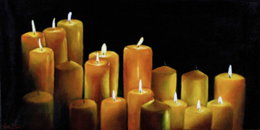 Painting titled "Prayer Candles" by Varun N Rao, Original Artwork, Acrylic