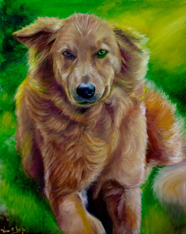 Pittura intitolato "Mountain Dog" da Varun N Rao, Opera d'arte originale, Olio
