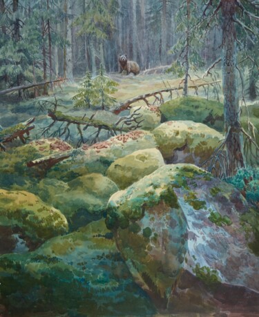 Painting titled "Встреча" by Varvara Salivan, Original Artwork, Watercolor
