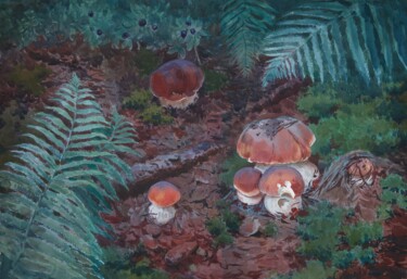 Peinture intitulée "Экстаз грибника" par Varvara Salivan, Œuvre d'art originale, Aquarelle