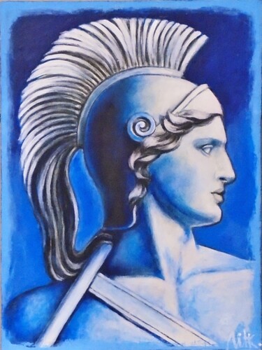 Painting titled "The warrior" by Varvara Vitkovska, Original Artwork, Acrylic Mounted on Cardboard