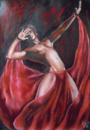 Peinture intitulée "Belly dance" par Varvara Vitkovska, Œuvre d'art originale, Acrylique
