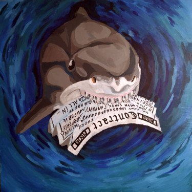 Painting titled "Business shark in a…" by Vasiliy Pimenov, Original Artwork, Acrylic