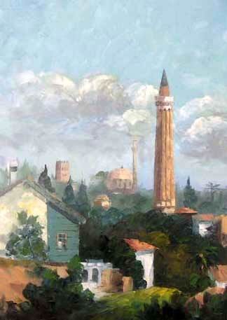 Painting titled "yivli minare" by Ali Yagcı, Original Artwork