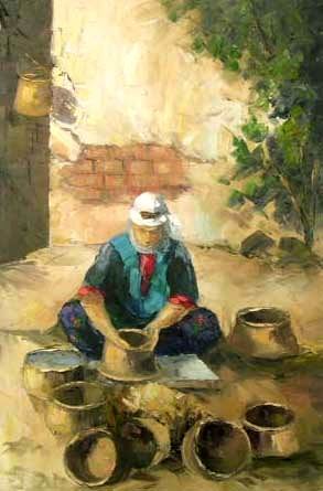 Painting titled "çömlekçi 1" by Ali Yagcı, Original Artwork