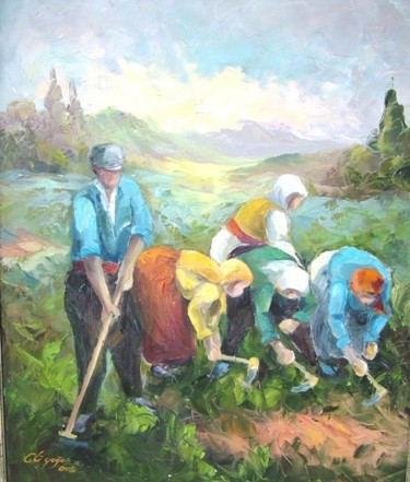 Painting titled "Tarlada çalışanlar 4" by Ali Yagcı, Original Artwork