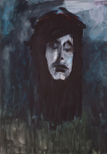 Schilderij getiteld "Faces 2" door Vasco Torres, Origineel Kunstwerk, Acryl Gemonteerd op Frame voor houten brancard