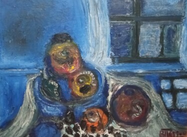 Painting titled "Rotten fruits" by Vasia Perrou, Original Artwork, Oil