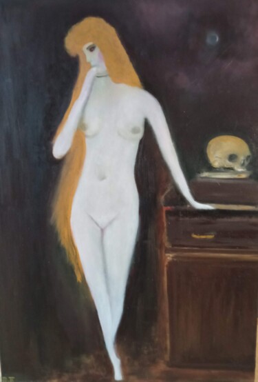 Painting titled "Nymph" by Vasia Perrou, Original Artwork, Oil