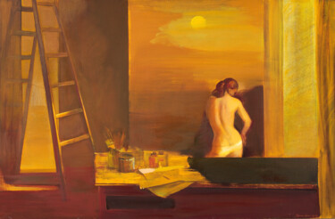 Картина под названием "In the studio." - Vasil Sumarau, Подлинное произведение искусства, Масло