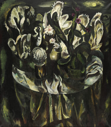 Pittura intitolato "NIGHT WHEN THE CACT…" da Vasil Sumarau, Opera d'arte originale, Olio
