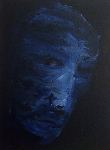 Painting titled "The Look of Fear" by Vasileia Sarri, Original Artwork, Acrylic