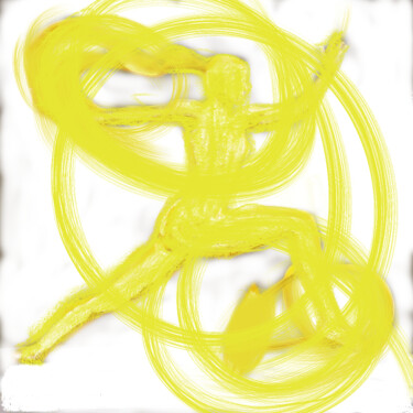 Digitale Kunst getiteld "Yellow Circle" door Vasileia Sarri, Origineel Kunstwerk, Digitaal Schilderwerk