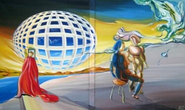 Pintura titulada "Communication longu…" por Vasileios Arapis, Obra de arte original, Oleo Montado en Bastidor de camilla de…