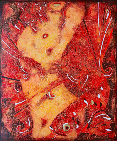 Pintura intitulada "FIERY YAMAYA'S DANCE" por Vasili Zianko, Obras de arte originais, Acrílico