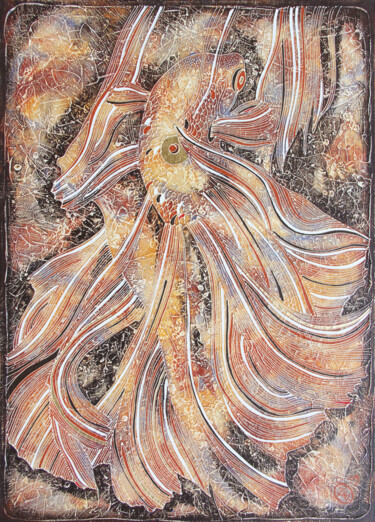 Pittura intitolato "GOLD FISH" da Vasili Zianko, Opera d'arte originale, Acrilico