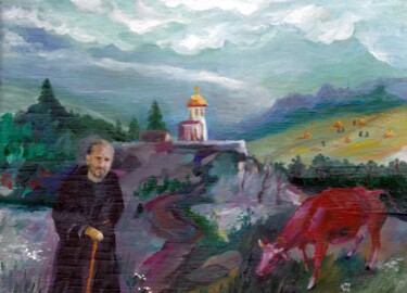 Painting titled "ПОСЛУШАНИЕ" by Vasilii Iudov, Original Artwork, Oil