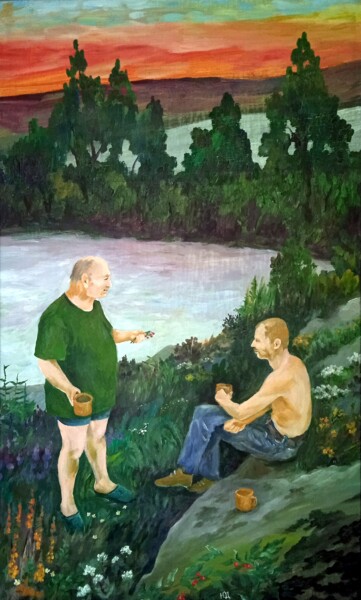 Painting titled "ПРОЩАНИЕ С ЛЕТОМ" by Vasilii Iudov, Original Artwork, Oil