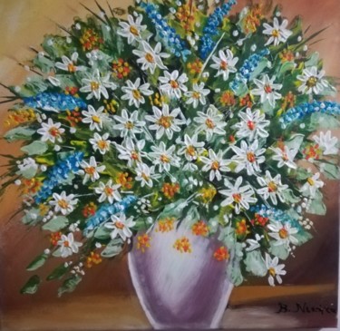 Peinture intitulée "Ενα μπουκέτο λουλού…" par Basilike Niketa, Œuvre d'art originale, Acrylique