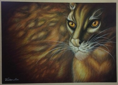 Painting titled "Feline determination" by Vasilisa Mordukhova, Original Artwork, Acrylic