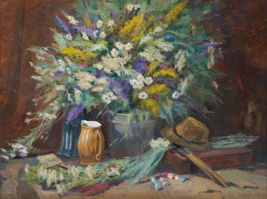 Картина под названием "Wildflowers" - Vasiliy Strigin, Подлинное произведение искусства, Масло