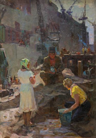 Painting titled "Well-water" by Vasiliy Strigin, Original Artwork, Oil