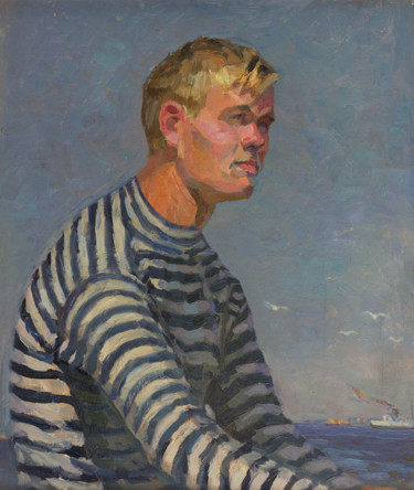 Painting titled "A sailor" by Vasiliy Strigin, Original Artwork, Oil
