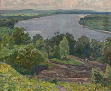 Peinture intitulée "Don river" par Vasiliy Strigin, Œuvre d'art originale, Huile