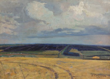 Картина под названием "Mown wheat in Palla…" - Vasiliy Strigin, Подлинное произведение искусства, Масло